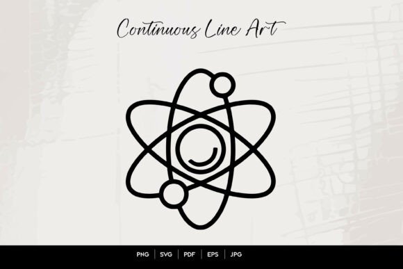 Atom Science Line Art Illustration