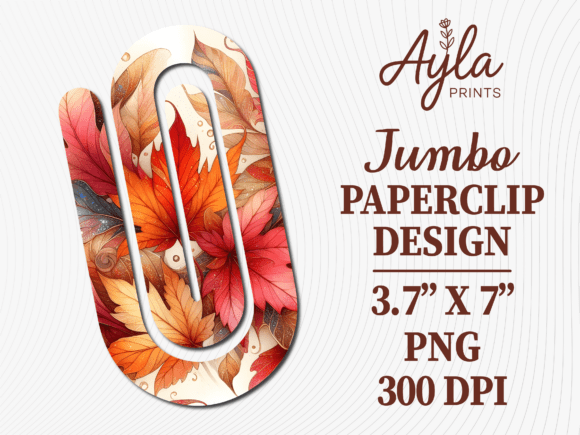 Autumn Fall Boho Feather Jumbo Paperclip: Graphics & Crafts for Branding