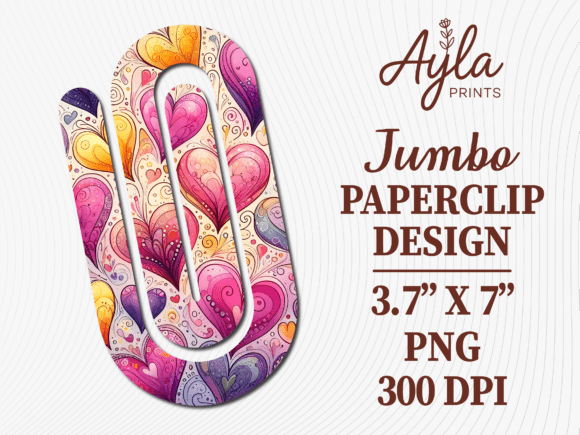 Bright Heart Doodle Art Jumbo Paperclip: Graphics for Crafts