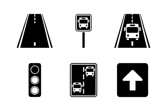 Bus Lane Traffic Sign Vector Silhouette: Graphics & Crafts in Action