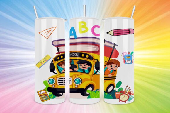 Bus Tumbler Wrap, School Bus PNG 20oz
