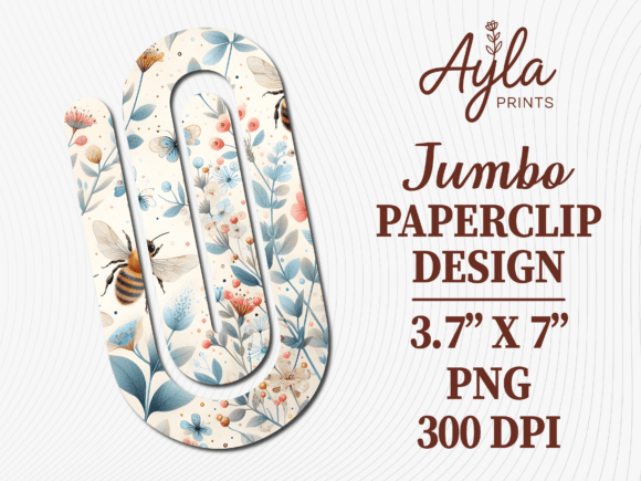 Butterfly Wildflower Jumbo Paperclip PNG: Graphics for Crafts Projects