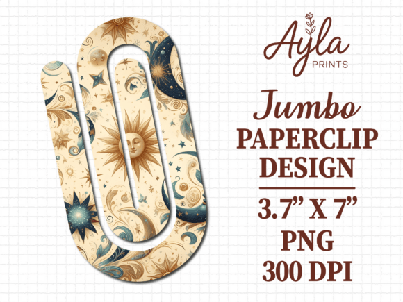 Celestial Sun Moon Stars Jumbo Paperclip: Graphics & Crafts
