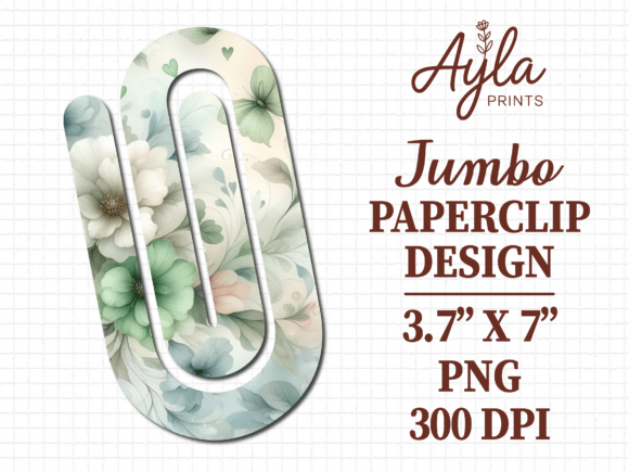 Chic Floral Green Jumbo Paperclip Design