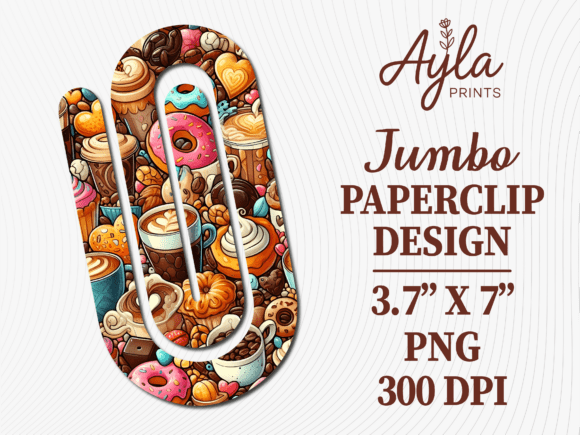 Coffee Cup Bakery Donut Jumbo Paperclip: Graphics for Crafts