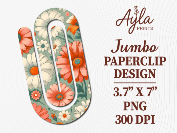 Daisy Flower Pattern Jumbo Paperclip PNG: Graphics for Crafts Projects