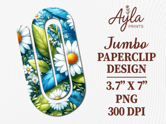 Daisy Flowers Greenery Jumbo Paperclip: Graphics & Crafts