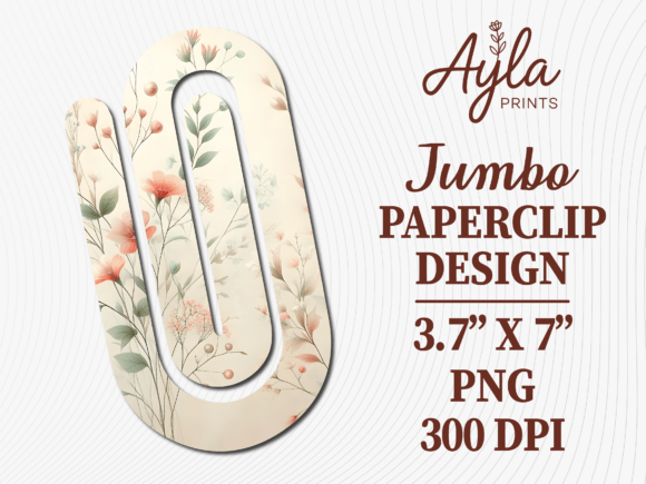 Elegant Wildflowers Jumbo Paperclip PNG: Graphics for Crafts