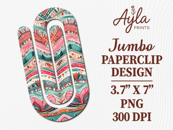 Feather Boho Tribal Art Jumbo Paperclip: Graphics and Crafts Fusion