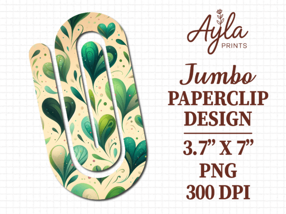 Green Leaves Hearts Jumbo Paperclip