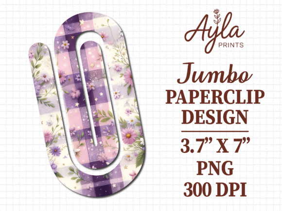 Lavender Gingham Plaid Jumbo Paperclip: Graphics & Crafts