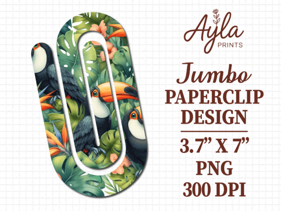 Leaf Toucan Bird Summer Jumbo Paperclip: Graphics & Crafts for Small Business Branding