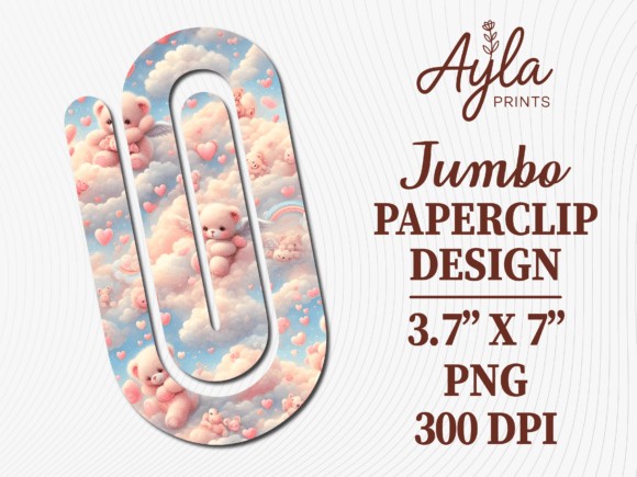 Pastel Cloud Teddy Bear Jumbo Paperclip Graphics & Crafts