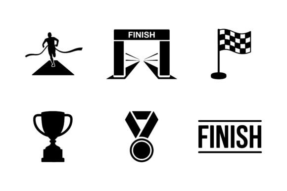 Race Winner Vector Silhouette Set
