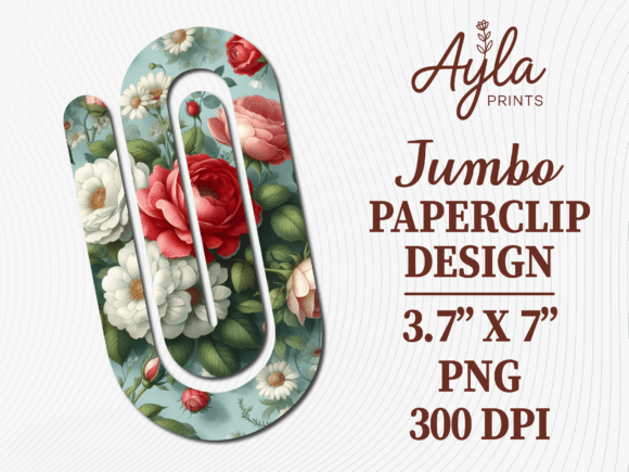 Red Rose Floral Design Jumbo Paperclip: Graphics for Crafts