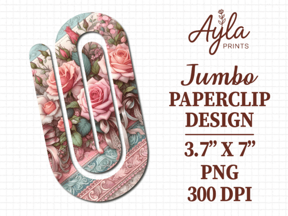 Rose Flower Glitter Jumbo Paperclip: Graphics for Crafts