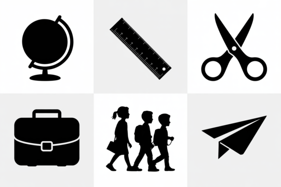 School Supplies Icons Vector Graphics