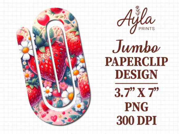 Strawberry Daisy Pink Jumbo Paperclip: Graphics & Crafts for Branding