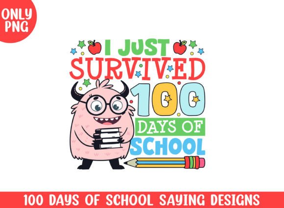 Survived 100 Days of School Monster Png: Graphics for Crafts
