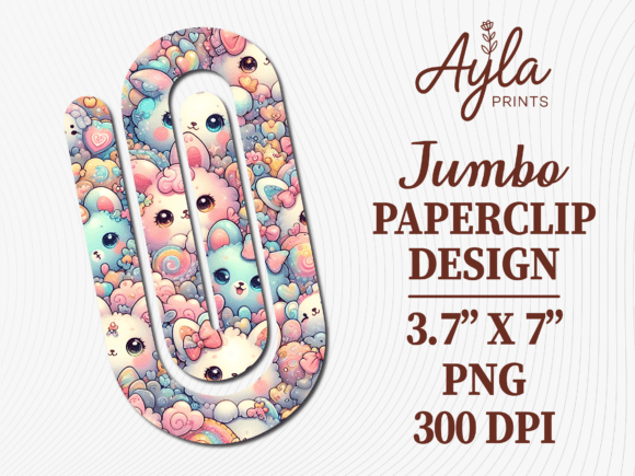 Sweet Kawaii Kitten Jumbo Paperclip PNG