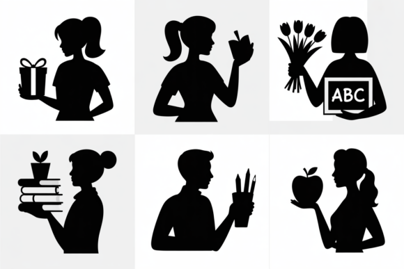 Teacher Silhouette Icons for Graphics and Crafts