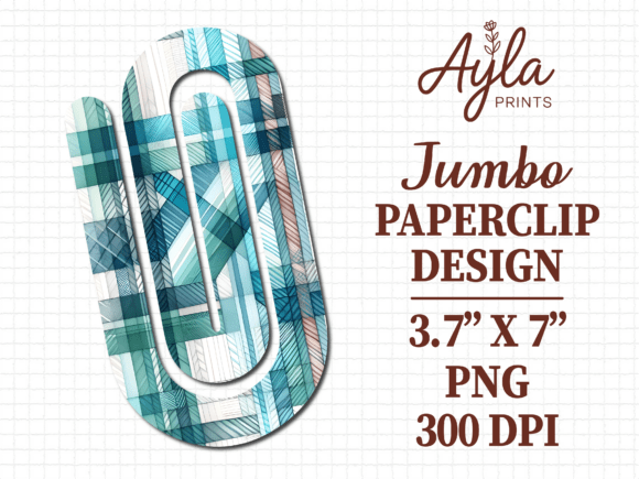 Teal Blue Plaid Pattern Jumbo Paperclip: Graphics & Crafts