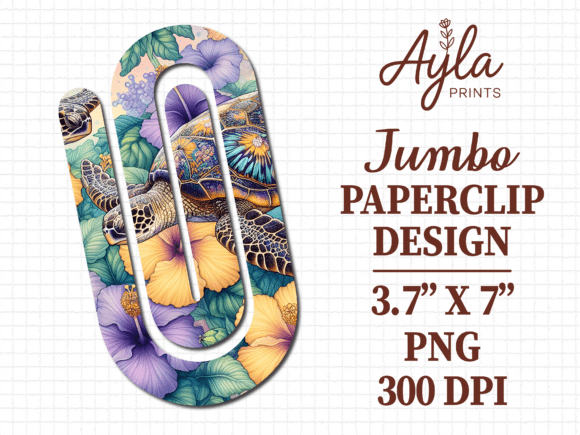 Tropical Sea Turtle Jumbo Paperclip PNG: Graphics for Crafts