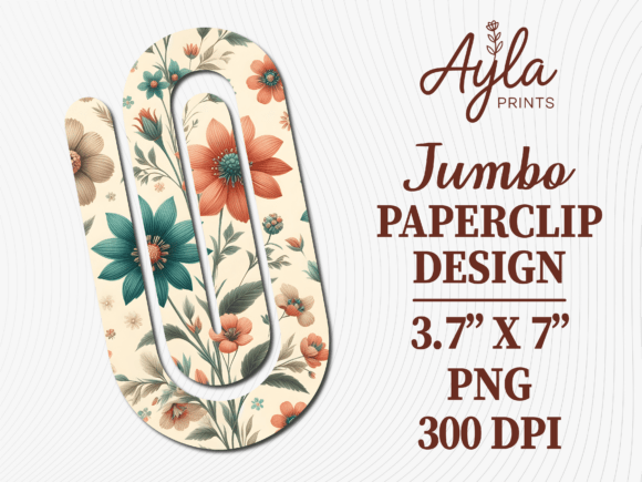 Vintage Floral Pattern Jumbo Paperclip: Graphics & Crafts