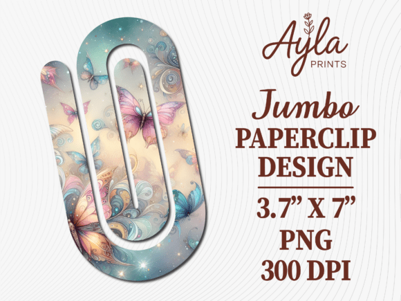 Watercolor Butterfly Jumbo Paperclip PNG: Graphics for Crafts