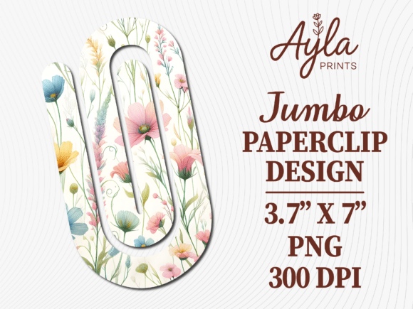Wildflower Botanical Jumbo Paperclip: Graphics for Crafts and Content